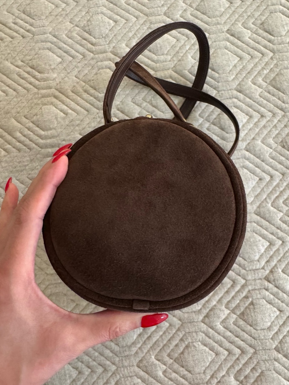 Coach Kisslock Barrel Bag 28 in Dark Chocolate Brown Suede with Brass Hardware - Picture 7 of 13